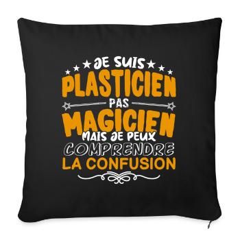 Plasticien | Plasticien pas Magicien | Meilleur Pl - Housse de coussin décorative 45 x 45 cm - noir - Devant