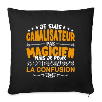 Canalisateur | Canalisateur pas Magicien | Meilleu - Housse de coussin décorative 45 x 45 cm - noir - Devant