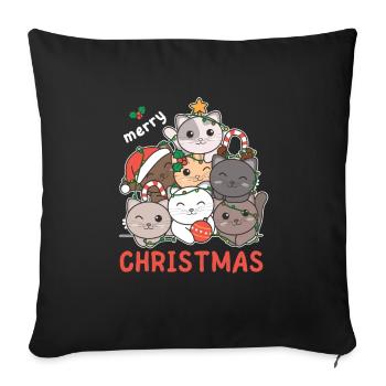Cat Christmas Tree Merry Christmas - Sofa pillowcase 17,3'' x 17,3'' (45 x 45 cm) - black - Front