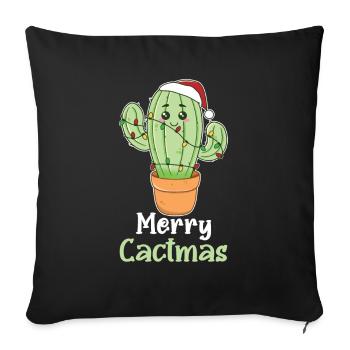 Jeu de mots sur les plantes de cactus drôles de Merry Cactma - Housse de coussin décorative 45 x 45 cm - noir - Devant
