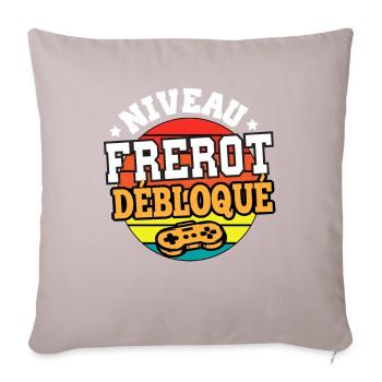 Niveau frérot débloqué cadeau frère humour frangin - Housse de coussin décorative 45 x 45 cm - taupe clair - Devant