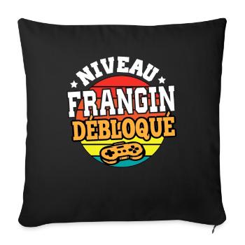 Niveau frangin débloqué cadeau frère humour - Housse de coussin décorative 45 x 45 cm - noir - Devant
