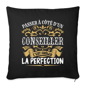 Le Meilleur Conseiller | Conseiller à la perfectio - Housse de coussin décorative 45 x 45 cm - noir - Devant