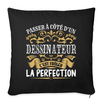 Le Meilleur Dessinateur | Dessinateur à la perfect - Housse de coussin décorative 45 x 45 cm - noir - Devant