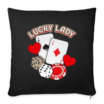 Lucky Lady, chance dans le jeu, bonheur amoureux - Housse de coussin décorative 45 x 45 cm - noir - Devant
