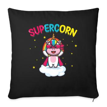 Supercorn | Cute unicorn | Unicorn Shirt | - Sofa pillowcase 17,3'' x 17,3'' (45 x 45 cm) - black - Front