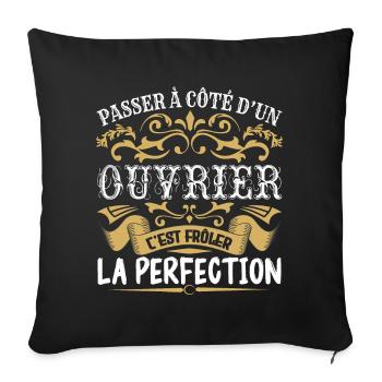 Le Meilleur Ouvrier | Ouvrier à la perfection - Housse de coussin décorative 45 x 45 cm - noir - Devant