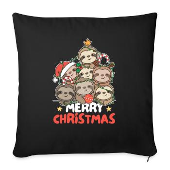 Paresseux arbre de Noël Joyeux Noël - Housse de coussin décorative 45 x 45 cm - noir - Devant
