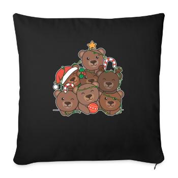 Ours Arbre de Noël Drôle Animal Noël - Housse de coussin décorative 45 x 45 cm - noir - Devant