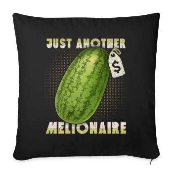 Wassermelone lustiger Spruch Pun, Melionaire - Sofakissenbezug 45 x 45 cm - Schwarz - Vorne