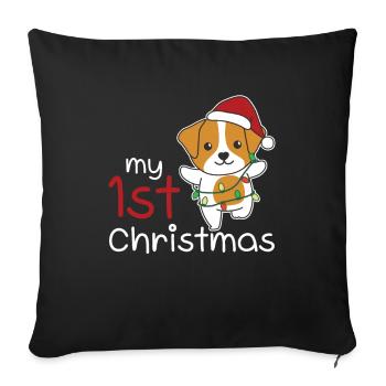 Jack Russell Christmas Dogs my 1st Christmas - Sofa pillowcase 17,3'' x 17,3'' (45 x 45 cm) - black - Front