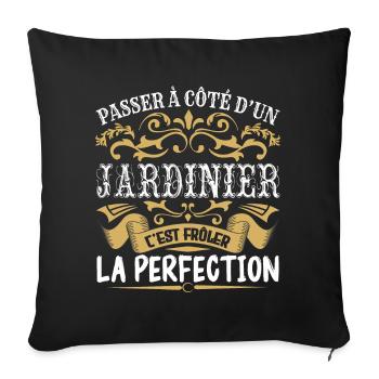 Le Meilleur Jardinier | Jardinier à la perfection - Housse de coussin décorative 45 x 45 cm - noir - Devant