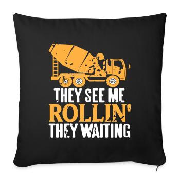 Concrete construction design for construction workers and construction site - Sofa pillowcase 17,3'' x 17,3'' (45 x 45 cm) - black - Front