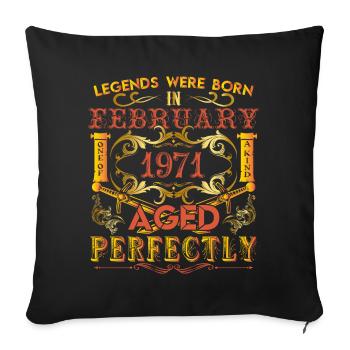February 1971 - birthday 1971 legends were born. - Housse de coussin décorative 45 x 45 cm - noir - Devant