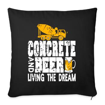 Conception de construction en béton pour les travailleurs de la construction et les chantiers de construction - Housse de coussin décorative 45 x 45 cm - noir - Devant