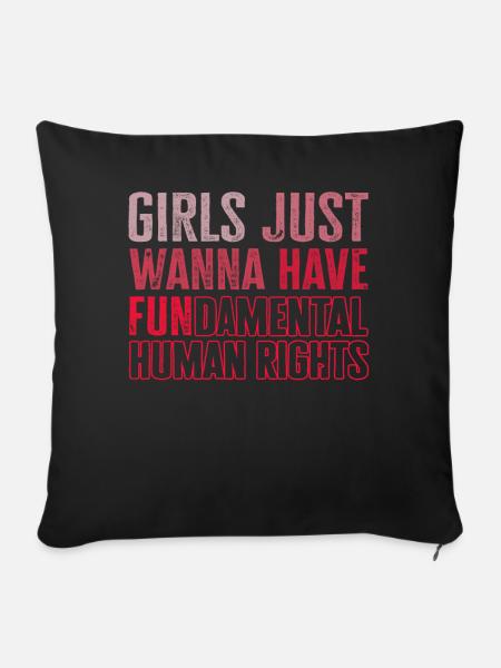 Les filles veulent juste avoir des droits humains fondamentaux - Housse de coussin décorative 45 x 45 cm - noir