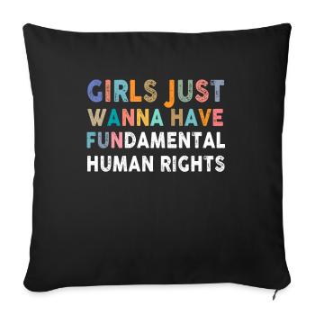 Les filles veulent juste avoir des droits humains fondamentaux - Housse de coussin décorative 45 x 45 cm - noir - Devant