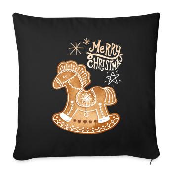 Gingerbread Cheval gingerbread-cheval Noël - Housse de coussin décorative 45 x 45 cm - noir - Devant