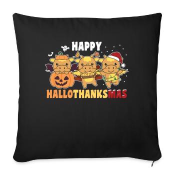 Happy Hallothanksmas Dragon Christmas Dragon - Sofa pillowcase 17,3'' x 17,3'' (45 x 45 cm) - black - Front