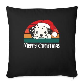Joyeux Noël Retro Dalmatien - Housse de coussin décorative 45 x 45 cm - noir - Devant