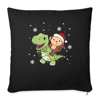 Monkey Trex Noël Neige Hiver Animaux - Housse de coussin décorative 45 x 45 cm - noir - Devant