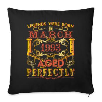 March 1993 - birthday 1993 legends were born. - Housse de coussin décorative 45 x 45 cm - noir - Devant