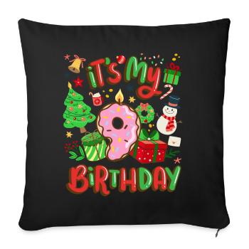 Es Ist Mein 9 Geburtstag Schneemann Weihnachten - Sofakissenbezug 45 x 45 cm - Schwarz - Vorne