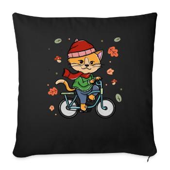 Cycling Autumn Cycling Cat Rider - Sofa pillowcase 17,3'' x 17,3'' (45 x 45 cm) - black - Front