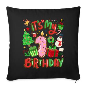 C’est mon 1 anniversaire bonhomme de neige Noël - Housse de coussin décorative 45 x 45 cm - noir - Devant
