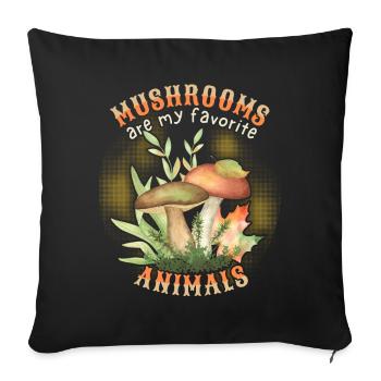 Forest mushrooms, mushrooms, funny saying - Sofa pillowcase 17,3'' x 17,3'' (45 x 45 cm) - black - Front