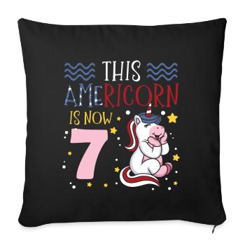 Cette Americorn est maintenant 7 Poney Licorne Juillet 4 - Housse de coussin décorative 45 x 45 cm - noir - Devant
