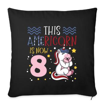 Cette Americorn est maintenant 8 Poney Licorne 4 juillet - Housse de coussin décorative 45 x 45 cm - noir - Devant