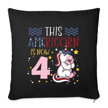 Cette Americorn est maintenant 4 Poney Licorne 4 juillet - Housse de coussin décorative 45 x 45 cm - noir - Devant