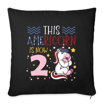 Cette Americorn est maintenant 2 Poney Licorne le 4 juillet - Housse de coussin décorative 45 x 45 cm - noir - Devant