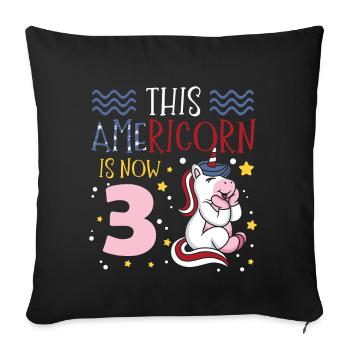 Cette Americorn est maintenant 3 Poney Licorne le 4 juillet - Housse de coussin décorative 45 x 45 cm - noir - Devant