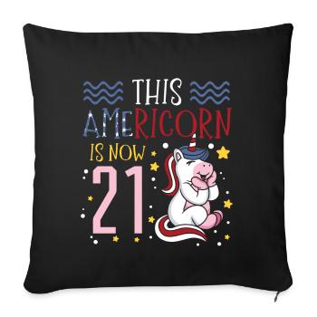This Americorn is now 21 Unicorn Pony 4. - Sofa pillowcase 17,3'' x 17,3'' (45 x 45 cm) - black - Front