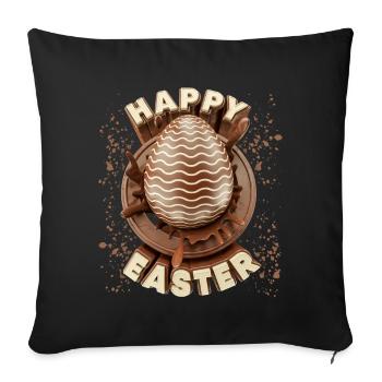 Pâques, oeuf de Pâques en chocolat, joyeuse pâques - Housse de coussin décorative 45 x 45 cm - noir - Devant