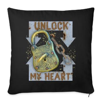 Valentine's Day saying, lock keys, love-love - Sofa pillowcase 17,3'' x 17,3'' (45 x 45 cm) - black - Front