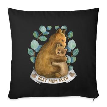 Mom-Mommy Mama-Mami Saying with Mama-Bear - Sofa pillowcase 17,3'' x 17,3'' (45 x 45 cm) - black - Front