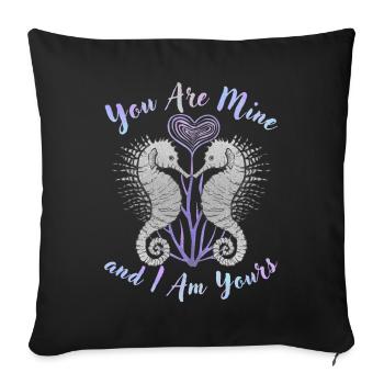 Valentine's Day Saying Seahorse Motif, Love Love - Sofa pillowcase 17,3'' x 17,3'' (45 x 45 cm) - black - Front