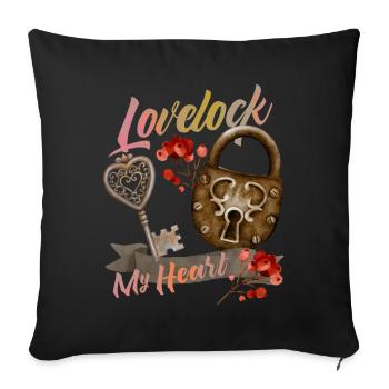 Valentine's Day Padlock Love Saying - Sofa pillowcase 17,3'' x 17,3'' (45 x 45 cm) - black - Front