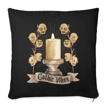 Goth, Gothic-Vibes Totenkopf und Kerze - Sofakissenbezug 45 x 45 cm - Schwarz - Vorne