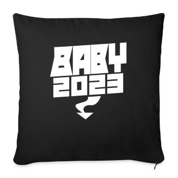 Bébé 2023 - Naissance Enceinte 2023 Grossesse - Housse de coussin décorative 45 x 45 cm - noir - Devant