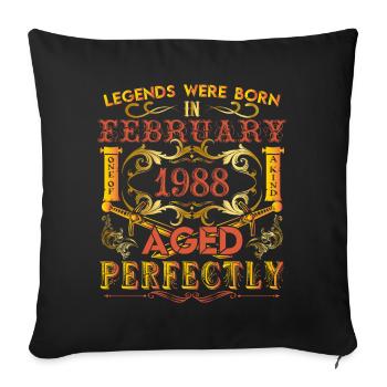February 1988 - birthday 1988 legends were born. - Housse de coussin décorative 45 x 45 cm - noir - Devant