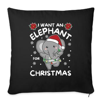 Je veux un éléphant pour Noël éléphants mignons - Housse de coussin décorative 45 x 45 cm - noir - Devant
