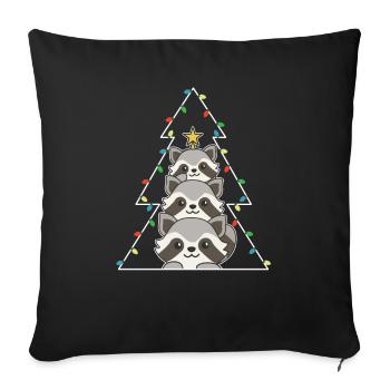 Raccoon Christmas Tree Christmas Raccoons - Sofa pillowcase 17,3'' x 17,3'' (45 x 45 cm) - black - Front