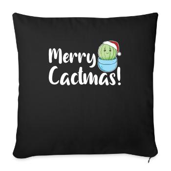 Jeu de mots sur les plantes de cactus drôles de Merry Cactma - Housse de coussin décorative 45 x 45 cm - noir - Devant