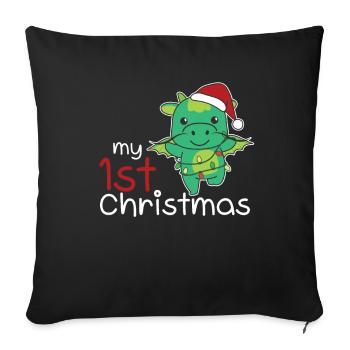 Dragon Christmas Dragon my 1st Christmas - Sofa pillowcase 17,3'' x 17,3'' (45 x 45 cm) - black - Front