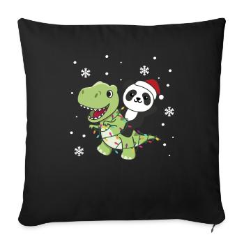 Panda Trex Christmas Snow Winter Animals - Sofa pillowcase 17,3'' x 17,3'' (45 x 45 cm) - black - Front