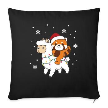 Red Panda Llama Christmas Snow Winter Animals - Sofa pillowcase 17,3'' x 17,3'' (45 x 45 cm) - black - Front